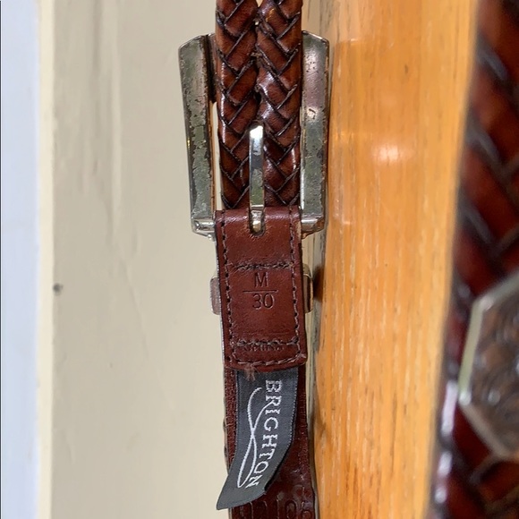 Brighton belt size 30 braided leather w/ conchos - Picture 3 of 5